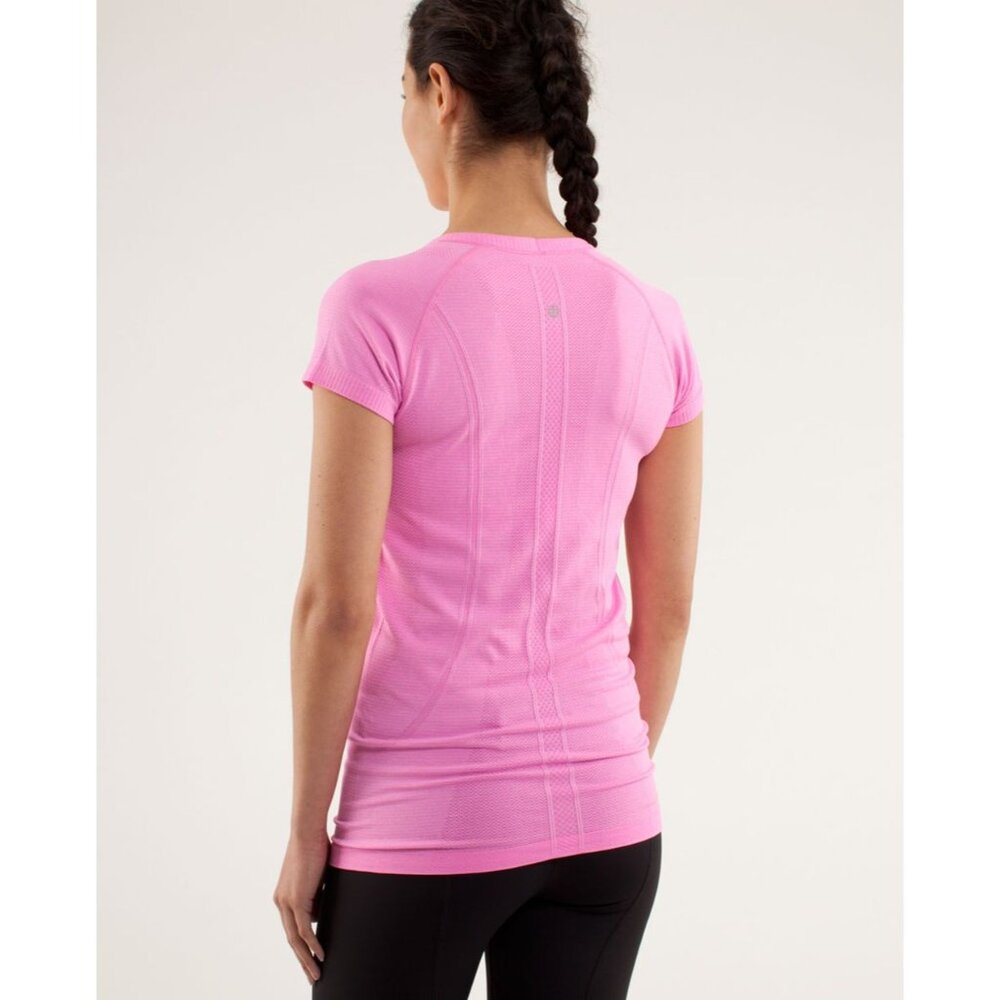 Lululemon Run Swiftly Tech Short Sleeve Pink Athletic Shirt Sz 8 - Picture 4 of 7